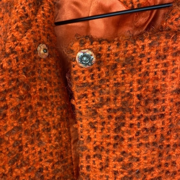 Vintage Woman’s Di Vinci By Roberto California Orange Knit Buttoned Down Coat - Picture 9 of 13